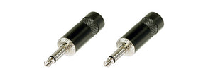 (2 Pack) Neutrik Rean NYS226B 3.5mm (1/8") Mono Male Black Case-Silver Contacts