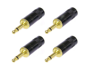 (4 Pack) Neutrik Rean NYS226BG Mono Male 3.5mm 1/8" Plug,Black Case-Gold Contact