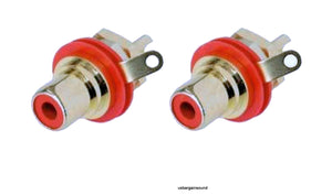 (2 PACK) REAN NYS367-2 RCA Panel Mount Jack w/ Gold Plated Contacts - RED