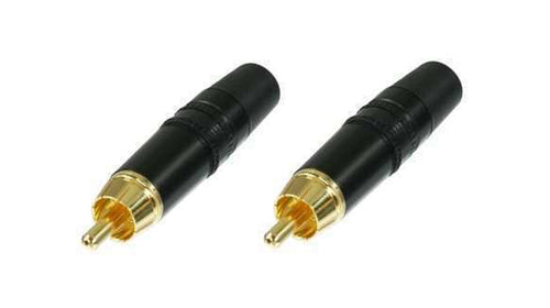 2 - New Genuine Neutrik Rean NYS373-0 RCA Male Phono Plug Black w/Gold Contacts