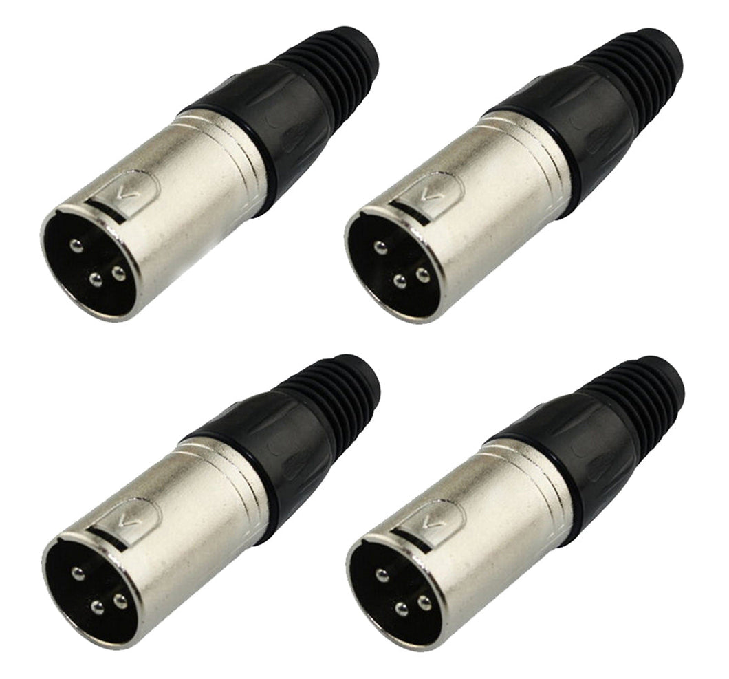 (4 PACK) PROCRAFT PC-TX004 3-Pin Male XLR Lo-Z Cable Mount Connector - NICKEL